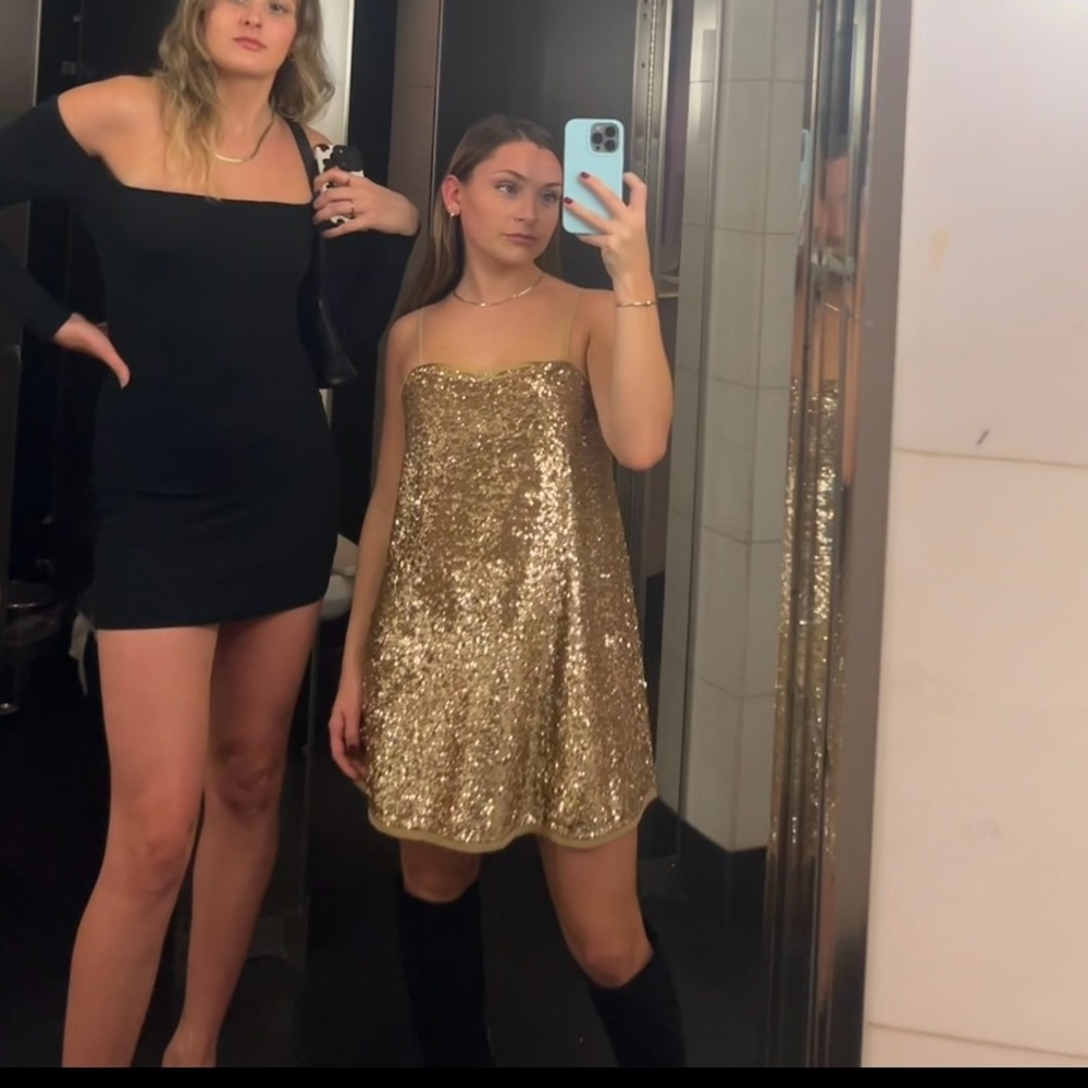 Free People Gold Sparkle Dress